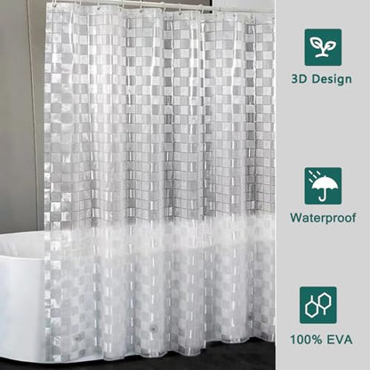 Shower Curtain Liner, 100% Waterproof Peva Shower Curtains with 3 Duty Heavy Bottom Magnets and 12 Rust Proof Grommets, 72x72 Weighted Shower Liner for Shower Stall, Bathtubs - color: 3d Square