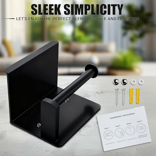 Matte Black Toilet Paper Holder with Shelf, SUS304 Stainless Steel Rustproof Wall Mount Toilet Paper Roll Holder, Screw Bathroom Toilet Paper Holder for Kitchen, Washroom, RV - color: Matte Black