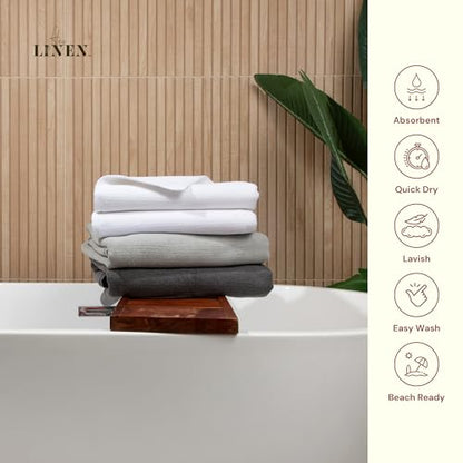 100% Organic Cotton Bath Sheet Set of 2 | Luxury 650 GSM Beach & Spa Towel Sheet | Soft Extra Large Quick Dry Towel for Bathroom | Waffle Terry Weave | Grey 35x70