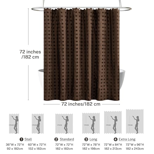 Siiluminisoy Brown Shower Curtain Woven Fabric Shower Curtain, 72" x 72" Cute Shower Curtains with Pleat Puffs Tufted Textured Modern Farmhouse Shower Curtain for Bathroom, Machine Washable - color: Brown, size: 72"W x 72"L (Pack of 1)