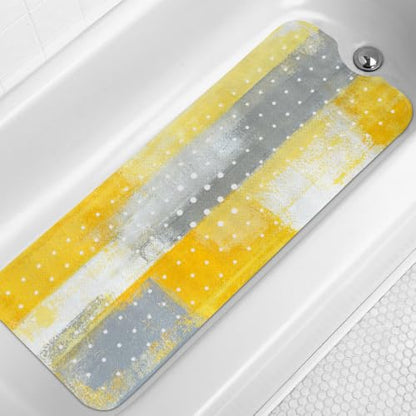 LNOND Yellow Bathtub Mat Non Slip, 40 X 16 Inch Tub Mat for Bathroom, Abstract Art Bath Tub Shower Mat with Drain Holes and Suction Cups - color: 2-yellow