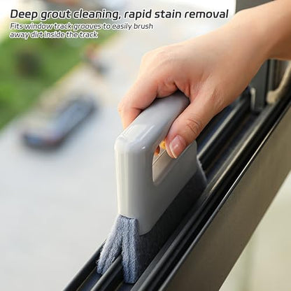 Deep Reach Window Groove Cleaning Brush, Handheld Track Cleaner Tool for Window Slides, Tile Grout, Shutters, Car Vents & Narrow Crevices (White) - color: White