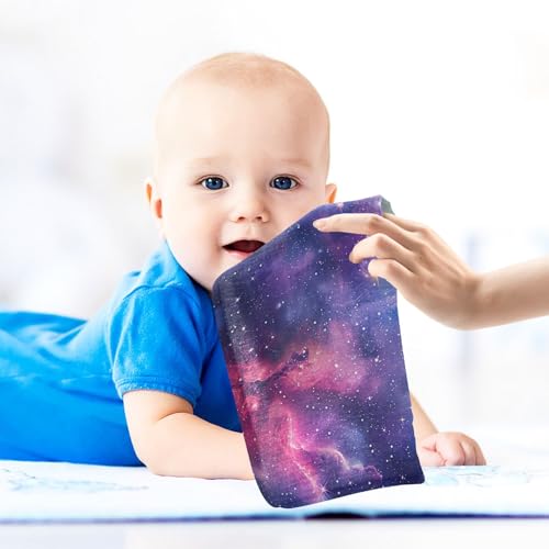 YETTASBIN Galaxy Muslin Baby Hand Washcloths, Soft Cotton Bath Face Towel, 4 Layers Extra Absorbent Feeding Burp Cloth for Newborn Infant, 5 Pack - size: 12 Inch x 5 Pack
