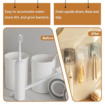 Toothbrush Holders for Bathrooms, Razor Holder for Shower, Self Adhesive Tooth Brushing Holder Wall Mounted, Toothbrush Organizer for Shower Hanging Towel, Waterproof Hook for Bathroom, 2Pcs - size: ToothbrushHolders - 2PCS