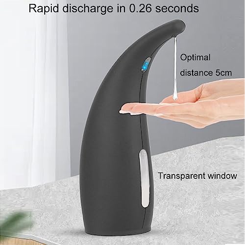 Automatic Soap Dispenser, Rubber Black | 4 Levers Adjustable, Touchless Liquid Dispenser, Infrared Motion Sensor, Waterproof, 300ml/11oz - color: Black