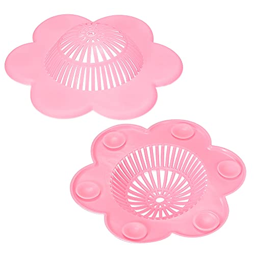 uxcell Kitchen Sink Strainer, Silicone Sink Disposal Stopper Flexible Drain Sieve Hair Catcher Pink 2pcs