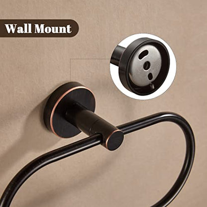 BigBig Home Bronze Towel Ring, Bathroom Towel Holder, Bath Oil Rubbed Hand Towel Rack Hanger Wall Mounted Farmhouse - color: Bronze Towel Ring Ellipse