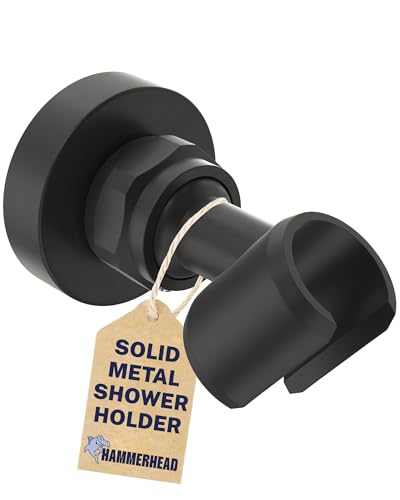 HammerHead Showers Solid Metal Handheld Showerhead Holder Wall Mount, Adjustable Screw-Mounted Pivot Ball, Shower Hose Holder, Fits Most Handheld Showerheads, Matte Black - style: Matte Black