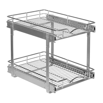 2-Tier Pull-Out Cabinet Organizer for Kitchen, 14" W x 21”D x 16.5" H | Full-Extension Sliding Shelves, Holds 100 lbs, Easy Install for Kitchen, Pantry & Under Sink Cabinets - size: 14 Inch