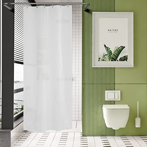 AmazerBath Plastic Small 36 x 72 Narrow Frosted , PEVA Cute Stall Shower Liner, Stand Up Shower Curtain Liners with 2 Clear Weights and 6 Grommet Holes - color: Frosted, size: 36"W x 72"L (Pack of 1)