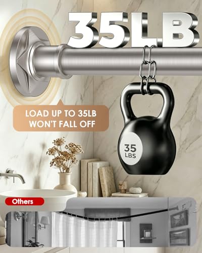 Nickel Tension Shower Curtain Rod 30-96 In (8ft) 1.1" Diameter Stainless Steel, Rustproof Heavy Duty, No Drilling Adjustable Room Divider for Bathroom Window Patio Closet - color: Nickel, size: 30-96''