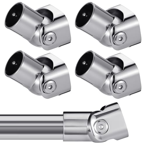 Zonon 4 Pack Shower Curtain Rods Single Swivel Flange Angled Shower Curtain Rods Bracket with Screws Brushed Nickel Finish 180° Rotation Fit 1" Outer Dia Rod for Bathroom Angled Sloped Ceiling Wall