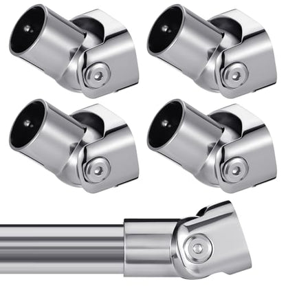 Zonon 4 Pack Shower Curtain Rods Single Swivel Flange Angled Shower Curtain Rods Bracket with Screws Brushed Nickel Finish 180° Rotation Fit 1" Outer Dia Rod for Bathroom Angled Sloped Ceiling Wall