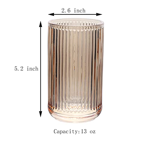 Gaolinci 2 Pcs Glass Tumbler Cup,Toothbrush Holder, Bathroom Cups, 13 oz - color: Amber, size: 13 oz