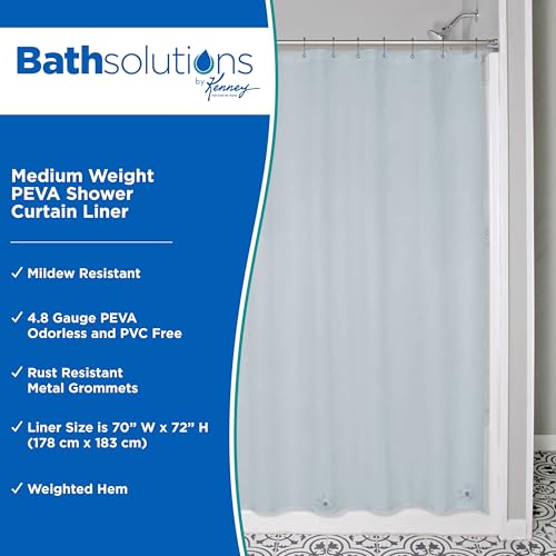 Kenney KN41438 Medium Weight 5 Gauge Waterproof PEVA Shower Curtain Liner with Rust-Resistant Metal Grommets and Weighted Magnetic Hem for Bathroom, 70" W x 72" H, Blue, 1-Pack - color: Blue, size: 70"W x 72"L (Pack of 1)