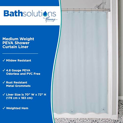 Kenney KN41438 Medium Weight 5 Gauge Waterproof PEVA Shower Curtain Liner with Rust-Resistant Metal Grommets and Weighted Magnetic Hem for Bathroom, 70" W x 72" H, Blue, 1-Pack - color: Blue, size: 70"W x 72"L (Pack of 1)