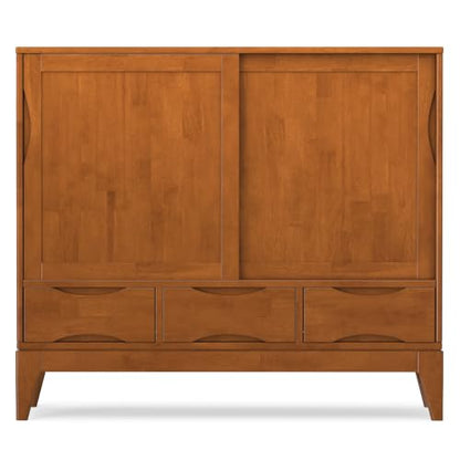 SIMPLIHOME Lowry 39" Wide Veneer and Metal Cabinet in Walnut Veneer - color: Teak Brown, size: 48 inch