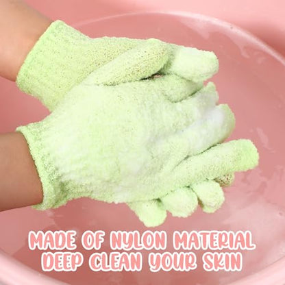 Didaey 104 Pcs Exfoliating Glove Bulk Shower Gloves with Hanging Loop Exfoliating Body Scrubber Dead Skin Remover for Body Bath Beauty Spa Massage Scrubs Men Women Bathing (Green) - color: Green