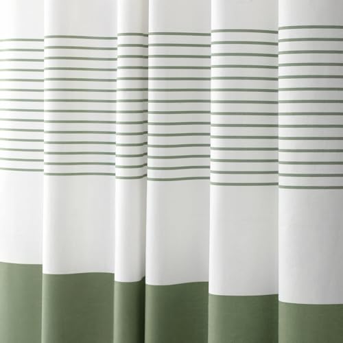 Sage Green Boho Cotton Striped Shower Curtain with Tassel 72"W X 78"L | Long Boho Farmhouse Shower Curtains for Bathroom with Soft Cotton Feel - color: Sage Green, size: 72"W x 78"L