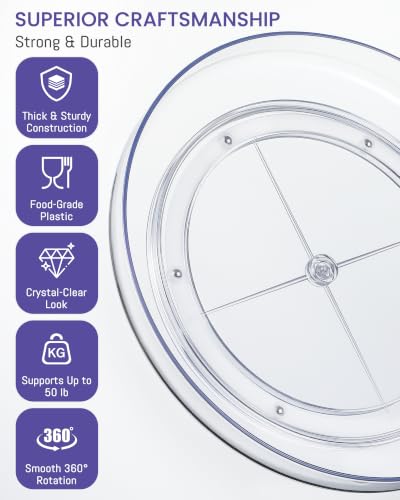 2 Pack 10inch Elegant Clear Turntable Acrylic Lazy Susan, Non-Skid Rotating | Smoothly Kitchen Spice Rack, Cabinet Pantry Organization Storage, Refrigerator, Vanity Makeup, Bathroom Countertop Organizer - size: 10inch - 2 Pack