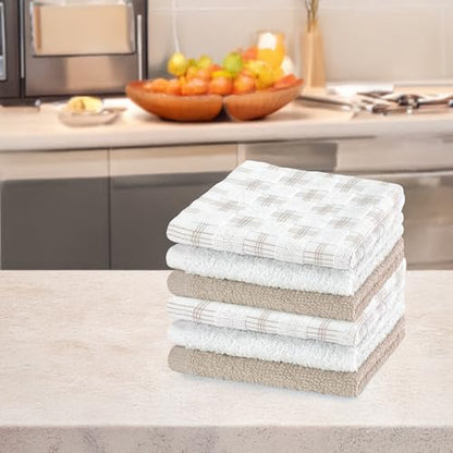 100% Cotton Washcloths 12x12 in, Sand (6 Pack) - color: Sand
