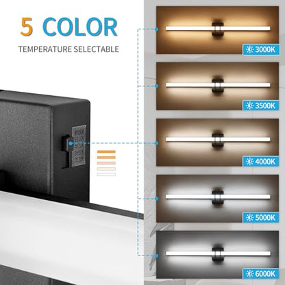Modern Black Vanity Light Bar 40 Inch, 30W 5CCT Dimmable Bathroom Light Fixtures LED Wall Lighting Fixture - color: Black, size: 40 inch