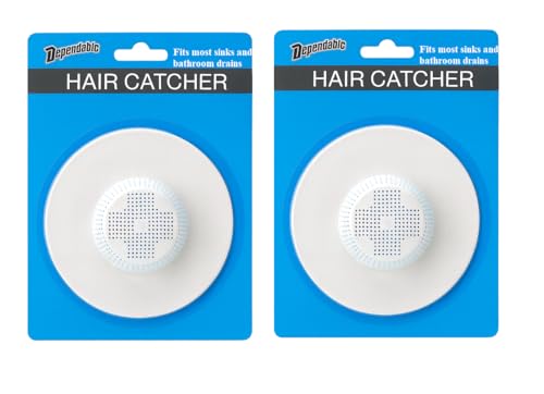 2 Pack Rubber Hair Catcher for Shower & Bathtub Drains – Flexible Drain Cover Strainer Hair Stopper Trap, Sits Securely on Top (No Suction Needed), Reusable & Easy to Clean