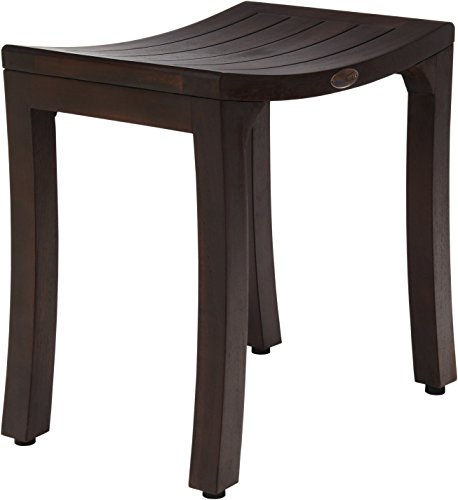 AquaTeak Patented 18" Asia Curve Mocha-Shield Teak Shower Bench - A. Bench | Durable, Water-Resistant Teak, Shower Chair & Shaving Foot Rest, Indoor/Outdoor Use