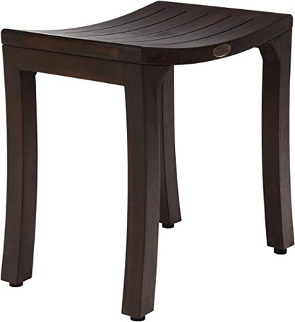 AquaTeak Patented 18" Asia Curve Mocha-Shield Teak Shower Bench - A. Bench | Durable, Water-Resistant Teak, Shower Chair & Shaving Foot Rest, Indoor/Outdoor Use