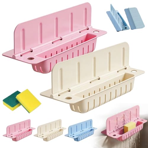Foldable Sink Splash Guard with Suction Cups, 13.9 inch Sink Water Splash Guard, Detachable Reusable Kitchen Water Baffle Anti-Splash, with Flip-down Storage Rack, Easy to Clean (2pcs-C) - color: 2pcs-C