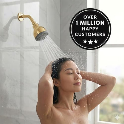 High Pressure Shower Head - 2.5 GPM - Polished Brass | Best 3 Inch Wall Mount Bathroom Showerhead For Boosting Low Flow With Anti-Clog Nozzles, Adjustable Brass Ball Joint - color: Polished Brass, size: 2.5 GPM
