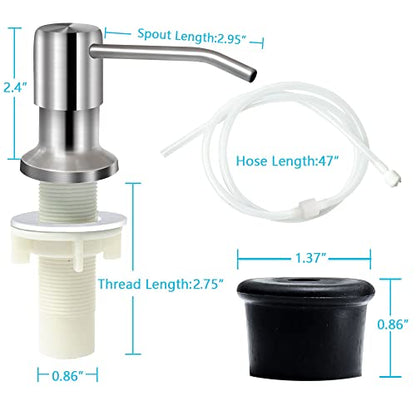 Soap Dispenser for Kitchen Sink, Brushed Nickel Countertop Soap Dispenser Pump, 47" Silicone Extension Tube Connect to The Soap Bottle Directly, Say Goodbye to Frequent Refills (Brushed Nickel) - color: Brushed Nickel