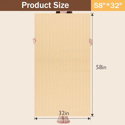 Bathroom Non Slip Shower Mat, Khaki 58x32 Inch Bathtub Mat, Non Slip Bathroom Mat for Elderly and Kids, Easy to Dry, Fast-Dry Drainage Hole, Easy to Prune - color: Khaki, size: 58" x 32" (Rectangular)