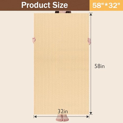 Bathroom Non Slip Shower Mat, Khaki 58x32 Inch Bathtub Mat, Non Slip Bathroom Mat for Elderly and Kids, Easy to Dry, Fast-Dry Drainage Hole, Easy to Prune - color: Khaki, size: 58" x 32" (Rectangular)