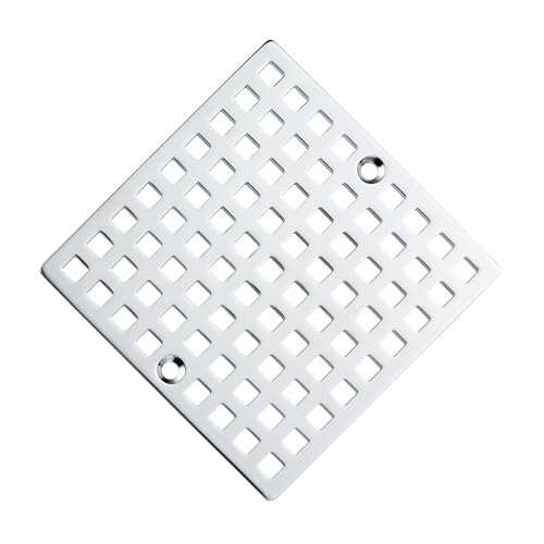Square Shower Drain Cover, 4 Inch, SUS304 Stainless Steel, Hair Catcher Filter (Chrome) - color: Chrome