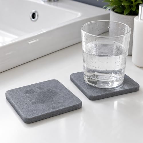 Dish Drying Mat, 2 Pack Water-Absorbent Soap Tray Mat for Bathroom Sink, Washbasin Drying, Non-Slip, Soap Dish for Bathroom, Dark Gray,8X8CM - color: Dark Gray, size: 8X8CM