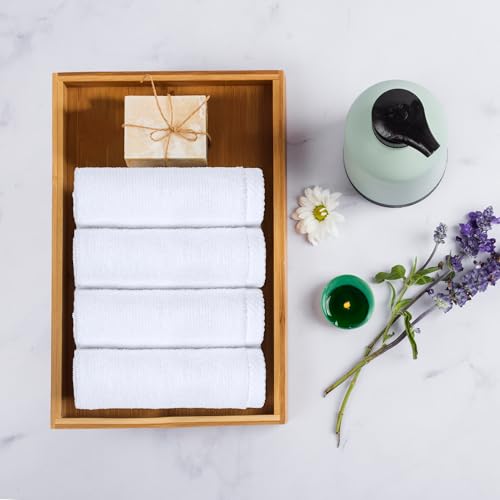 Amazon Basics Cotton Washcloths, Lightweight Quick-Dry, Absorbent Face and Body Towel Set, 12" x 12", White, 12-Pack - color: White, size: 12 Piece, style: Washcloth (Pack of 12)