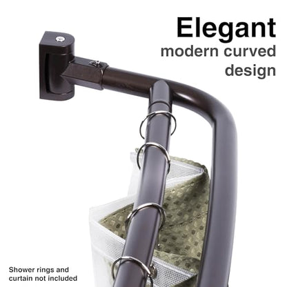 JS Jackson Supplies Double Curved Shower Rod, Metal Construction, Adjustable Between 44 to 70 Inches, Aluminum Rods and Zinc Mounting Hardware, Quality Modern Bathware, Oil Rubbed Bronze Finish - color: Oil Rubbed Bronze