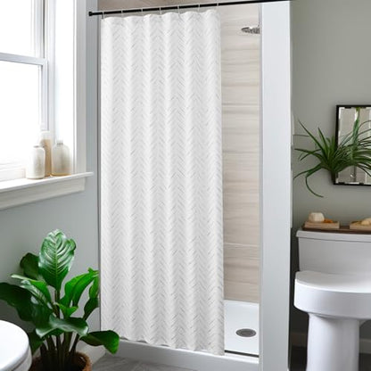 jinchan Small Stall Grey and White Shower Curtain 36x72 Inches Inky Herringbone Chevron Zig Zag Waterproof Fabric Modern Farmhouse Shower Curtains for Bathroom with 7 Hooks - color: Inky Grey, size: 36"W x 72"L (Pack of 1)