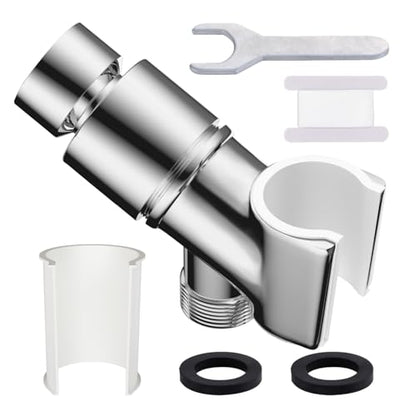 Adjustable Handheld Shower Head Holder Bracket Easy Wall Mount Shower Head Mount for Bathroom Hand Shower All Metal Adjustable Shower Bracket for Connecting Shower Arm and Shower Hose (Chrome) - color: Polished Chrome