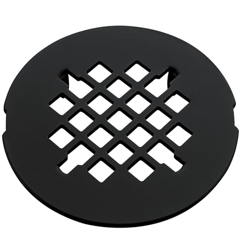 4-1/4 inches Snap-On Round Shower Drain Cover, Stainless Steel (Matte Black) - color: Matte Black