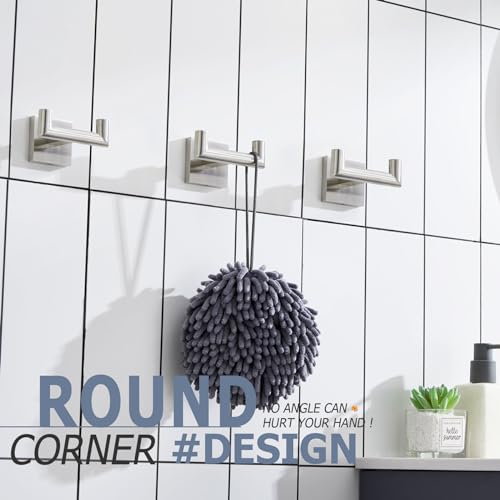 KOKOSIRI Robe Hook Bathroom Double Towel Coat Hooks for Bath Kitchen Wall Mounted, 3 Pack Brushed Nickel Stainless Steel B1015BR-P3 - color: Brushed Nickel, size: 3 Pack