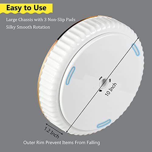 2 Pack 10" Fluted Lazy Susan Organizer, Turntable Spice Rack for Cabinet, Kitchen, Pantry Organizer and Storage, Fridge, Bathroom Vanity Countertop, Under Sink Organizing, Expandable Lazy Susan-White - size: White 10" 2 Pack