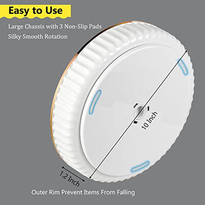 2 Pack 10" Fluted Lazy Susan Organizer, Turntable Spice Rack for Cabinet, Kitchen, Pantry Organizer and Storage, Fridge, Bathroom Vanity Countertop, Under Sink Organizing, Expandable Lazy Susan-White - size: White 10" 2 Pack