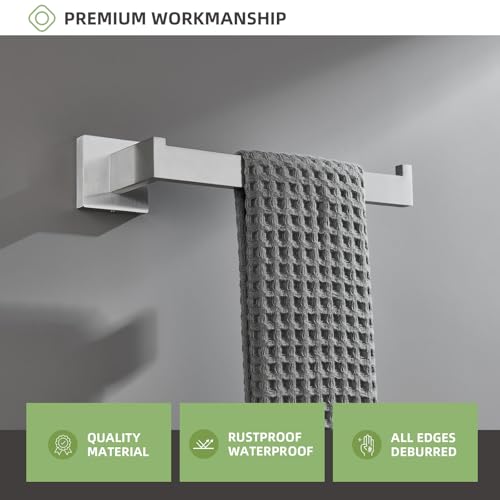 Angle Simple Brushed Nickel Hand Towel Holder, 10.24-in Bathroom Towel Bar | Sturdy SUS304 Stainless Steel, Square Hanger with Open Arm, Space Saving Home Decor, Screws Mounted - color: Brushed Nickel