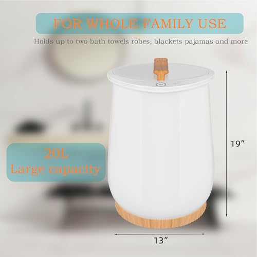 Towel Warmer Bucket for Bathroom - 20L Large Capacity Luxury Towel Warmer with 1-Minute Rapid Heating, 360° Even Heat, Portable Electric Hot Towel Dispenser for Spa, Salon, Home, Estheticians, White