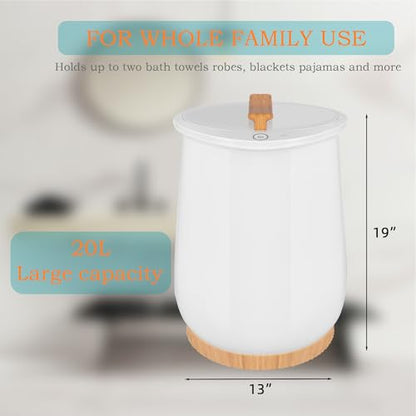 Towel Warmer Bucket for Bathroom - 20L Large Capacity Luxury Towel Warmer with 1-Minute Rapid Heating, 360° Even Heat, Portable Electric Hot Towel Dispenser for Spa, Salon, Home, Estheticians, White