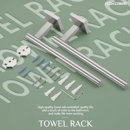 KOKOSIRI Towel Holder Brushed Nickel Bathroom Accessory Hand Towel Bars Wall Mounted Kitchen Cabinet Paper Holder Stainless Steel 2 Pack, B3008BR-P2 - color: Brushed Nickel, size: 2 Pack