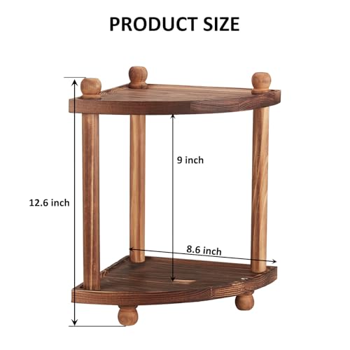 Corner Bathroom Counter Organizer, 2-Tier Bathroom Organizers and Storage, Wooden Vanity Perfume Organizer Makeup Countertop Shelf for Kitchen Dresser