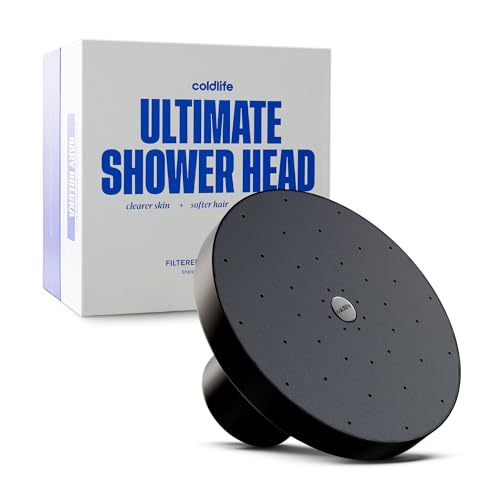 Cold Life Filtered Shower Head for Hard Water -Recommended by Gary Brecka | Wide-face high-pressure shower head, multi-stage filter reduces 99% chlorine, matte black finish for softer skin and hair - color: Black